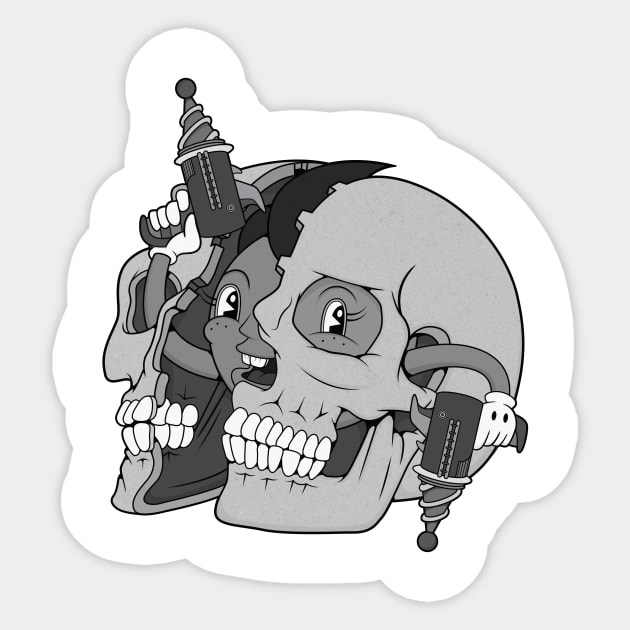 Retro Skull Lad Sticker by Woah_Jonny